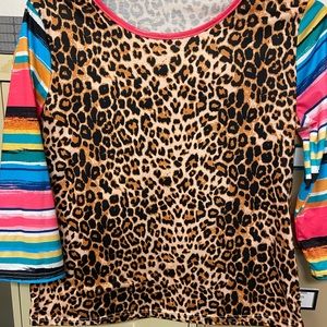 Boutique Style Ladies Serape and Leopard Shirt